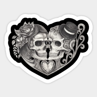 Skeletons lovers surrealist. Sticker